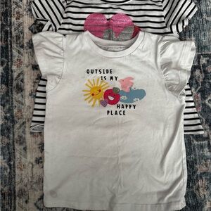 DKNY Navy & White Striped Tee Okie Dokie White Tee with colorful graphics